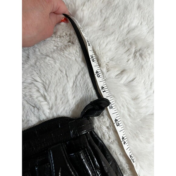 Vtg 90s Y2K Brighton Black Leather Crocodile Embossed Shoulder Bag Wallet Pocket - Picture 12 of 13